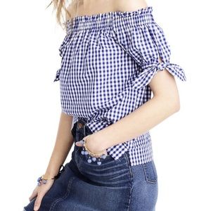 J. Crew gingham off the shoulder top